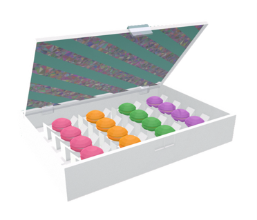 Box of macaroons with personalized cover